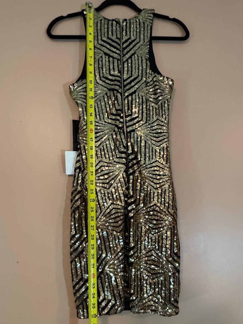 Lulu's Gold and Black Sequin Geometric Mini Dress - Picture 10 of 11